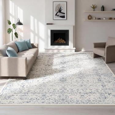 Imagem de Lbris Tapetes laváveis 20 x 25 cm x 25 cm para sala de estar - Tapetes abstratos modernos para quarto, sala de jantar, tapete grande macio de pilha baixa com suporte de borracha antiderrapante, tapete