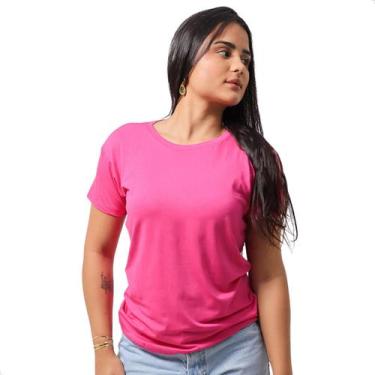 Imagem de Camiseta Feminina Baby Look Viscolycra Básica Leve  - Techmalhas, Pink