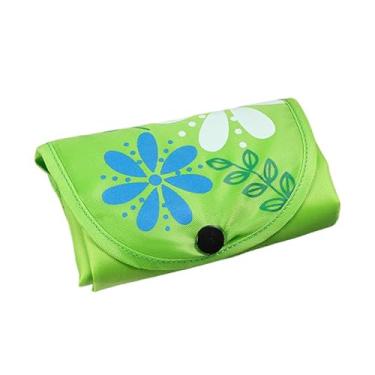 Imagem de Bolsa feminina dobrável, moderna, floral, estampada, casual, sacola de compras de grande capacidade, sacolas de presente, Verde
