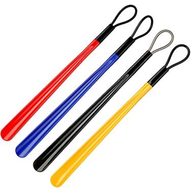 Imagem de Chifre de sapato de cabo longo para mulheres e idosos - ABS durável, aderência de borracha macia, uso sem esforço, design colorido, fácil armazenamento com anel de pendurar (62 cm x 4,2 cm, 4 cores)