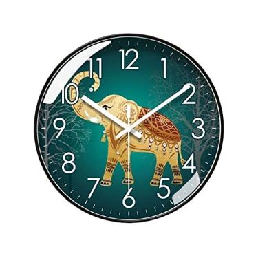 Imagem de Relógio 25 cm/30 cm/35 cm Padrão Elefante Arte Relógio Decorativo Relógio Personalizado de Alta Qualidade Quarto Relógio Silencioso Relógio de Parede (10 polegadas)
