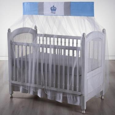 Imagem de Mosquiteiro para Berço Americano com Bando em Tule, Rede de Proteção para Bebê (COROA AZUL)