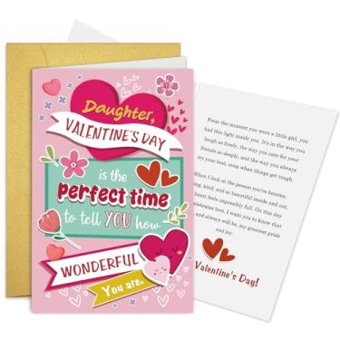 Imagem de Obbyidk Sweet Valentine's Day Card for Daughter, Cute Daughter Valentines Cards Gifts from Mom Dad, Valentine's Day Is The Perfect Time to Tell You How Wonderful You Are