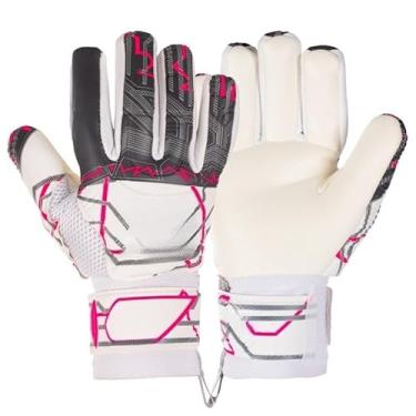 Imagem de Luva de Goleiro Semi-Profissional para Campo, Futsal e Society | Multiterreno | Aderência Superior e Conforto | 2025(Branco/Rosa,9)