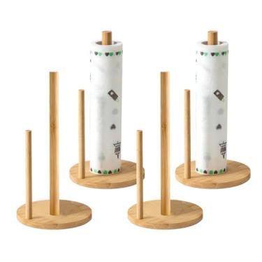 Imagem de Suporte de toalha de papel de madeira, suporte de rolo de toalha de cozinha de madeira de bancada com base antiderrapante em forma de flor, organizador de guardanapos para bancada de cozinha, armário