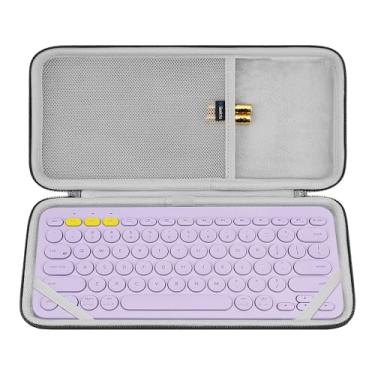 Imagem de Geekria Estojo de transporte para teclado, bolsa de viagem protetora rígida para teclado compacto pequeno, compatível com Logitech Pebble Keys 2 K380s / K380 (lavanda)
