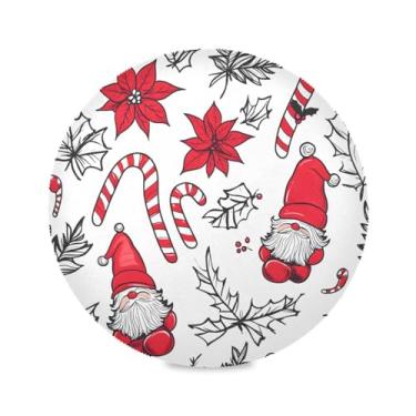 Imagem de STAYTOP Jogo americano redondo de gnomo fofo de Natal 6 peças, tapetes de mesa antiderrapantes fáceis de limpar para decoração de mesa de festa de churrasco em casa