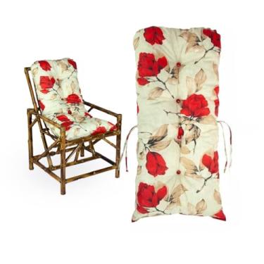 Imagem de Almofada Moderna 95x45cm - Confortável e Decorativa para Cadeiras, Poltronas, Sofás e Pallets, Alta Durabilidade, Apoio Lumbar Versátil (Botão Vermelho)