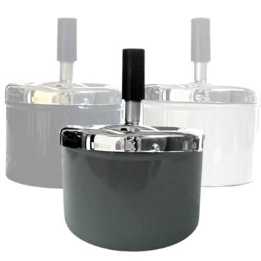 Imagem de Cinzeiro Com Tampa Giratória Metal Anticheiro Reservatorio(Cinza)