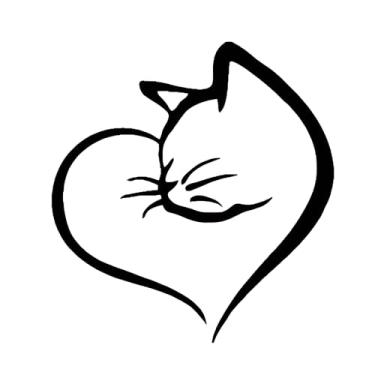 Imagem de Decalque de vinil impermeável refletivo de coração de gato fofo, adesivo estético divertido para janelas de carros, espelhos, para-choques, laptops 10 x 9 cm (preto)