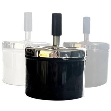 Imagem de Cinzeiro Com Tampa Giratória Metal Anticheiro Reservatorio(Preto)