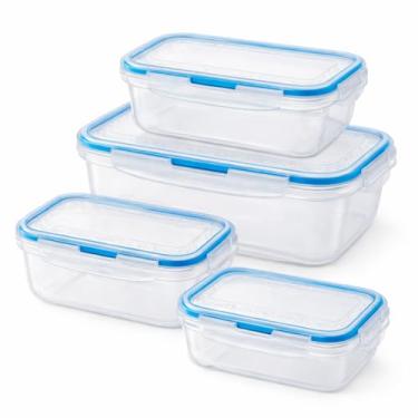 Imagem de Kit 4 Potes Herméticos Retangulares de Plástico Transparente, Livre de BPA, para Freezer e Microondas, -20 a 120 Graus
