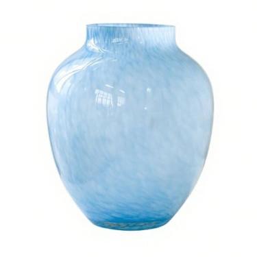 Imagem de Vaso de vidro texturizado feito à mão em forma nuvem, corpo bulboso, boca estreita, decoração, arranjo flores Decoração de casa