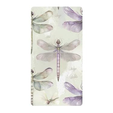 Imagem de Blueangle Lençol de berço padrão para berço infantil - Lençóis de algodão macio e respirável com libélulas em aquarela (393)