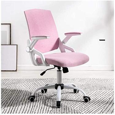 Imagem de Cadeira de escritório cadeira de mesa cadeira de computador cadeira de escritório cadeira de jogo cadeira de estudante cadeira de tecido confortável para casa cadeira giratória (cor: rosa)