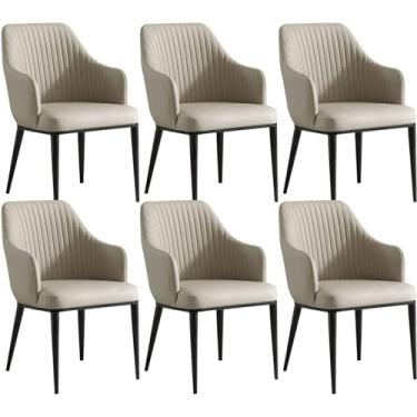 Imagem de RROUAN Cadeira de jantar com encosto alto, conjunto de 6 cadeiras de cozinha, poltrona nórdica, à prova d'água e de microfibra antisujidade, cadeira de maquiagem, 50 x 52 x 85 cm