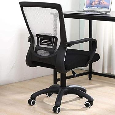 Imagem de Cadeira de escritório ergonômica cadeira executiva de encosto médio com suporte lombar malha giratória cadeira de trabalho de computador para trabalho doméstico - branca D 56 x 30 x 52 cm (preto C 56