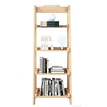 Imagem de Prateleira de design industrial, prateleira de escada retrô, estante com 4 prateleiras, montagem fácil e resistente, para sala de estar, quarto, escritório (cor de madeira 44 cm)