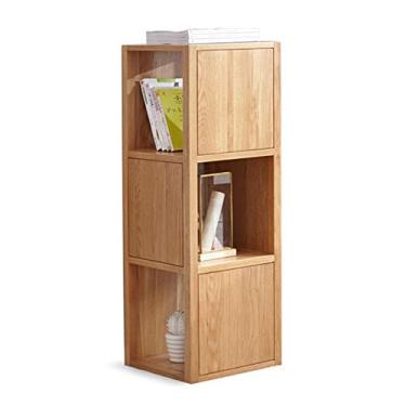 Imagem de Prateleira de livros Simply Modern de 3 andares, prateleira aberta de madeira, estante de canto para móveis, C 13,8 × 13,8 pol. × 39,20 cm H Estante/estante de livros (cor: Cor de nogueira) (cor de