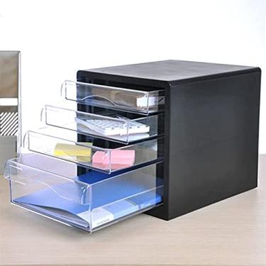 Imagem de Armário de arquivo, gaveta, carta, arquivo, móvel, mesa, organizador de arquivos, organizador multiuso, bandeja de correio de documentos, com 4 prateleiras ajustáveis, escritório em casa (cor: preto)