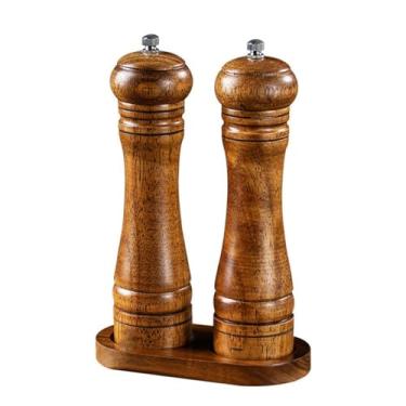 Imagem de THJKUPO Conjunto de moedor para moagem doméstica feita à mão de grãos de sal marinho e pimenta preta em pó