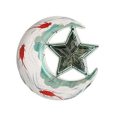 Imagem de Conjunto de tigelas de cerâmica para sobremesa, tigelas de imersão de cerâmica, conjunto de batatas fritas e molho em forma de lua e estrela de cerâmica, bandeja de servir bolinhos e potadesivos