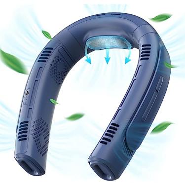 Imagem de Ventilador de pescoço portátil de ar condicionado, ventilador sem lâmina de resfriamento semicondutor, ventilador pessoal suspenso recarregável de 6000 Mah, 3 velocidades, ventilador sem folhas para