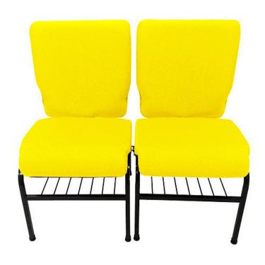 Imagem de 02 Cadeiras para Igrejas c/ Porta Biblía e Porta Cálice Amarelo