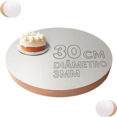 Imagem de Cake Board Mdf Redondo 30cm Branco Para Confeitaria Com 10 - Tabuleiro