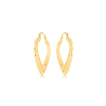 Imagem de Brinco Argola Coração Oco Liso Banhado A Ouro 18k