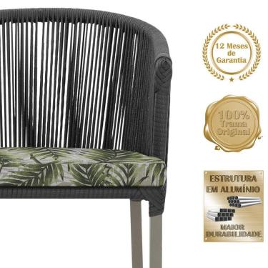 Imagem de 6 Cadeiras De Jantar Noronha Fendi Corda Náutica E5 Trama Preto