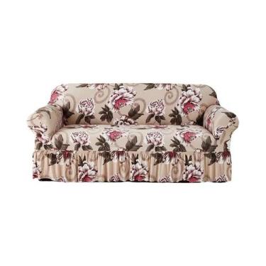 Imagem de Capa De Sofá Antiderrapante Elástica Estampada Protetora De Móveis Par