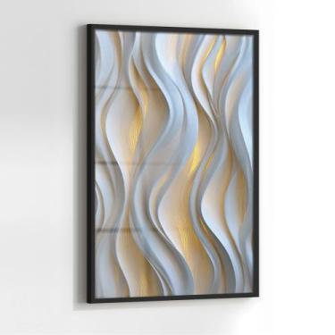 Imagem de Quadro com Moldura e Acrilico Cristal Ondas Relevo Luz para Sala, Quar