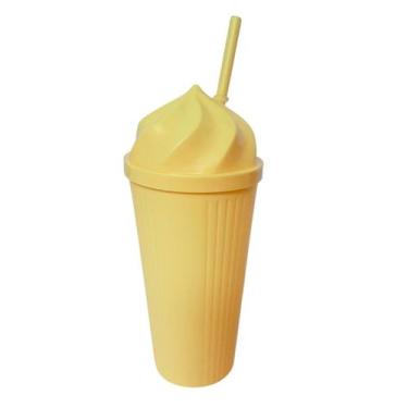 Imagem de Copo Twister Com Tampa Chantilly e Canudo 450ml Amarelo - Sutt