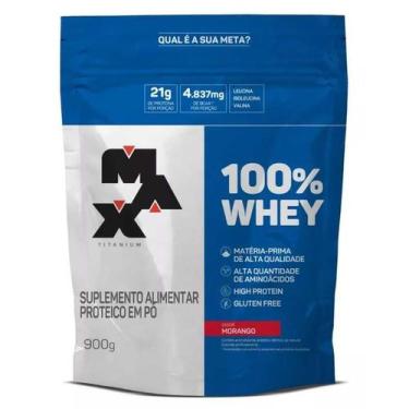 Imagem de Whey Concentrado Refil 900g Max Titanium, Morango