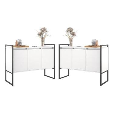 Imagem de Buffet 3 Portas Rouxe Conjunto 2 Unidades - Casa H, Branco