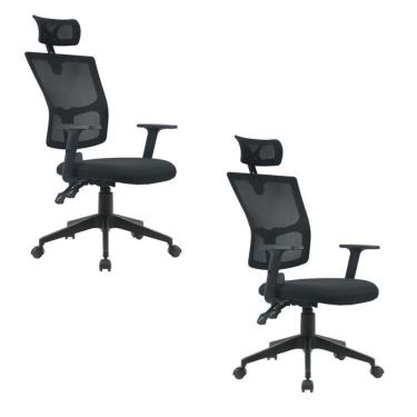 Imagem de Kit 2 Cadeiras Escritório Giratória Presidente Polipropileno Londres Preto