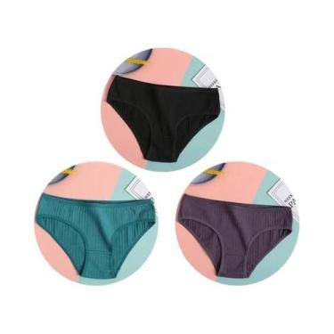 Imagem de Conjunto De 3 Calcinhas De Algodão De Cintura Baixa Para Mulheres, Rou
