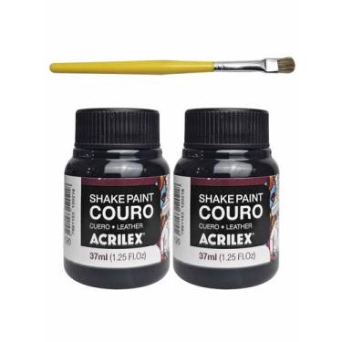 Imagem de kit 2 Tinta para couro preto tenis e pincel 100ml - generalcouros