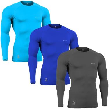 Imagem de Kit C/ 3 Camisas de CompressÃ£o TÃrmica Stigli Pro ProteÃ§Ã£o Solar FPU50+ Manga Longa Poliamida-Masculino