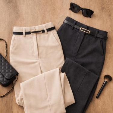 Imagem de Kit 2 Calça Alfaiataria PREMIUM Cintura Alta Com Bolso PROMOÇÃO - NoBr