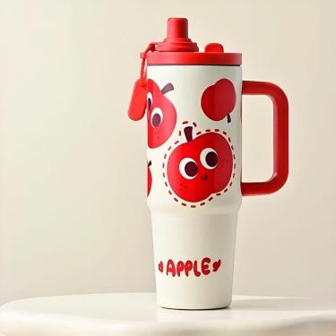 Imagem de Copo Térmico 900ml Com Canudo – Mantém Bebidas Quentes E Geladas, Anti-derramamento vermelho