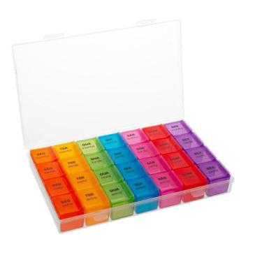 Imagem de Porta Comprimidos Semanal Diário Lyor 17,5cm Colorido Plásti