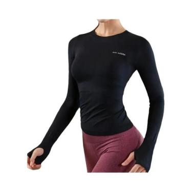 Imagem de Camisas Femininas de Manga Comprida para Ioga, Fitness e Academia, BR-