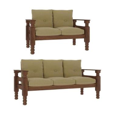 Imagem de Jogo De Sofá Madeira Maciça 2 E 3 Lugares Liz Multimóveis Cr7004 - Are
