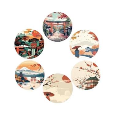 Imagem de Porta-copos De Madeira Com Design De Flor De Cerejeira E Monte Fuji, C