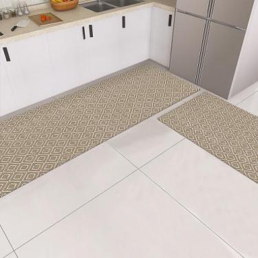 Imagem de Kit 2 Peças Tapete Cozinha Passadeira 1,30m X 0,45m Capacho 0,65m X 0,
