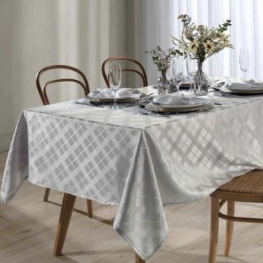 Imagem de Toalha de mesa Dohler Requinte Prata xadrez elegante festa Jacquard Pr