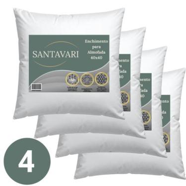 Imagem de Kit 4 Enchimentos de Almofada 40x40  Fibra Siliconada com Capa TNT 40g