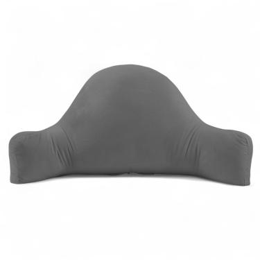 Imagem de Almofada de Leitura Encosto Apoio Lombar Relaxante Jay 80cm Macia Veludo Cinza - Abmaza